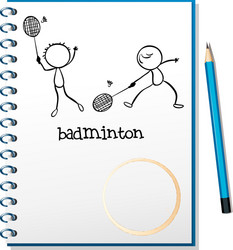a notebook with an image of two people playing vector image