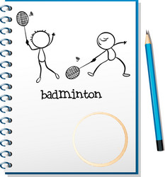 a notebook with an image of two people playing vector