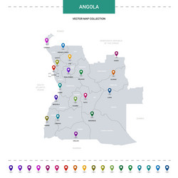 angola map with location pointer marks vector