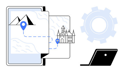 digital navigation concept with landmarks map vector image