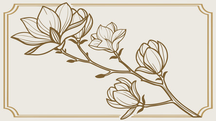 magnolia branch on elegant rectangular frame vector image