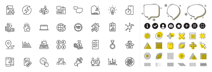 set of megaphone timer app and report line icons vector image