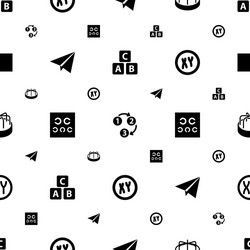 alphabet icons pattern seamless white background vector