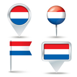 Map pins with flag of netherlands vector