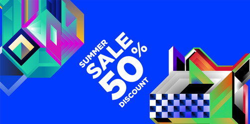 summer sale 50 discount with geometric colorful vector