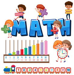 math classroom objects with supplies and students vector image