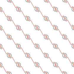 rising bitcoin blockchain technology linear vector image