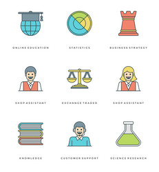 flat line simple icons set thin linear stroke vector image