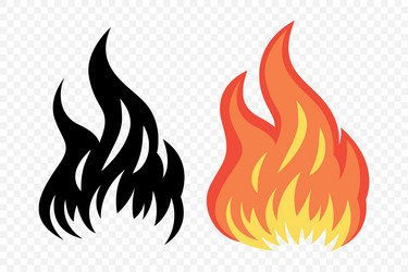 Fire flame icon set isolated campfire Royalty Free Vector
