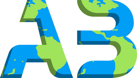 Initial ab logo design with world map style vector