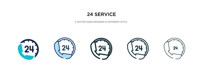 24 service icon in different style two colored vector