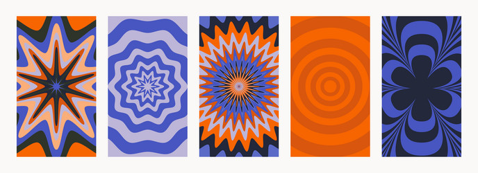abstract psychedelic retro pattern set groovy vector image