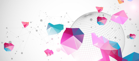 abstract sphere background with plexus effect 3d vector image