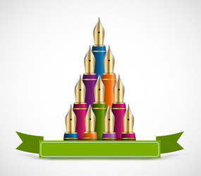 christmas tree of colored ink pen background vector