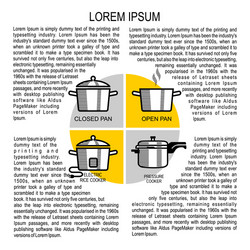 Different types rice cooking instructions vector