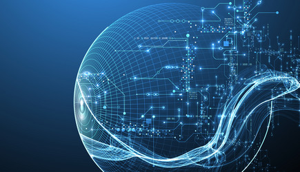 abstract data wave with sphere and futuristic vector image