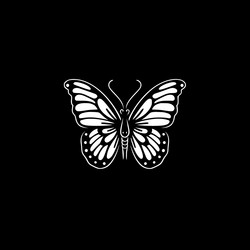 butterfly - black and white isolated icon