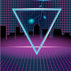 Circle triangle arrow neon sign Royalty Free Vector Image