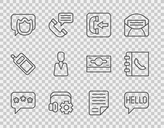 set line speech bubble chat hello in different vector image
