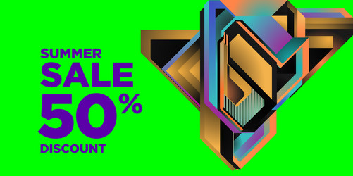 summer sale 50 discount with geometric colorful vector