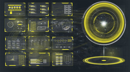 graphic of a hud dashboard with data visualization vector