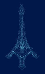 mini eiffel tower wireframe isometric view vector image
