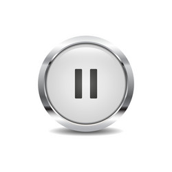 Pause icon image round 3d button with metal frame vector