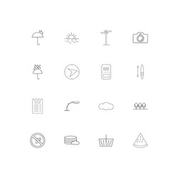 Travel and tourism linear thin icons set outlined vector