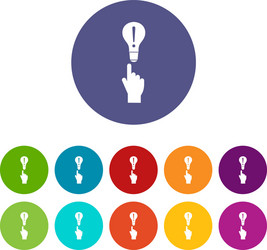 A finger pointer and light bulb set icons vector