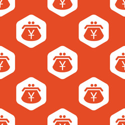 Orange hexagon yen purse pattern vector