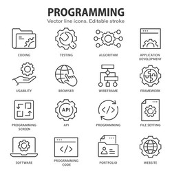 Programming Line Icons - Code & Software vector image