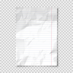 realistic blank crumpled paper sheet in a4 format vector