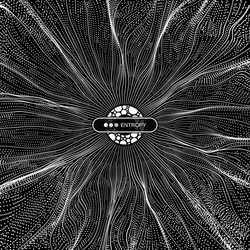 array with dynamic particles 3d technology grid vector image
