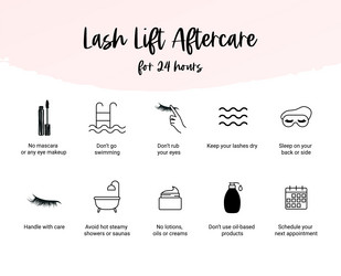 Lash Lift Aftercare: Beauty Treatment Guide Vector Image