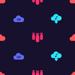 set cloud download music streaming service vector