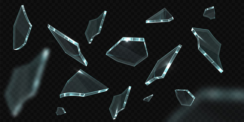 exploding flying shards of broken glass different vector image