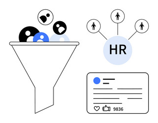 hr process streamlined with funnel filtering vector image
