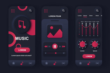 music player unique neumorphic design kit for app vector