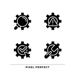 System changes black glyph icons set on white vector