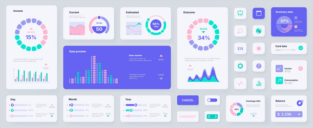 infographic ui cards dashboard app ux web vector image