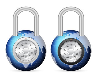 Padlock world globe vector