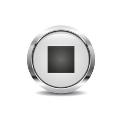 stop icon image round 3d button with metal frame vector image