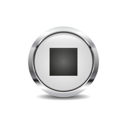 Stop icon image round 3d button with metal frame vector