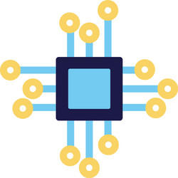 computer processor chip lineal color style vector