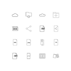 Files and folders sign linear thin icons set vector