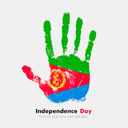 handprint with the flag of eritrea in grunge style vector image