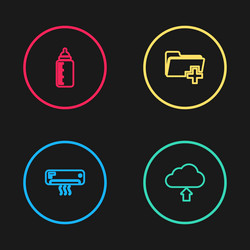set line air conditioner cloud upload add new vector image