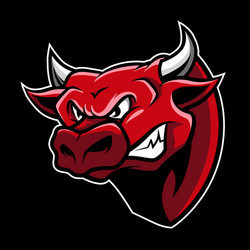 Angry Bull Mascot - Red Horns Vector Image