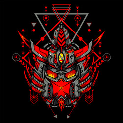japanese samurai robot with sacred geometry can vector image