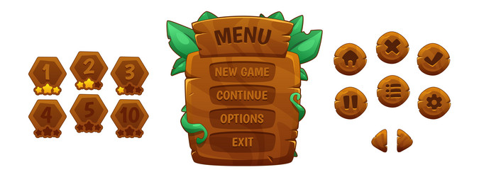 jungle game ui design elements set vector image